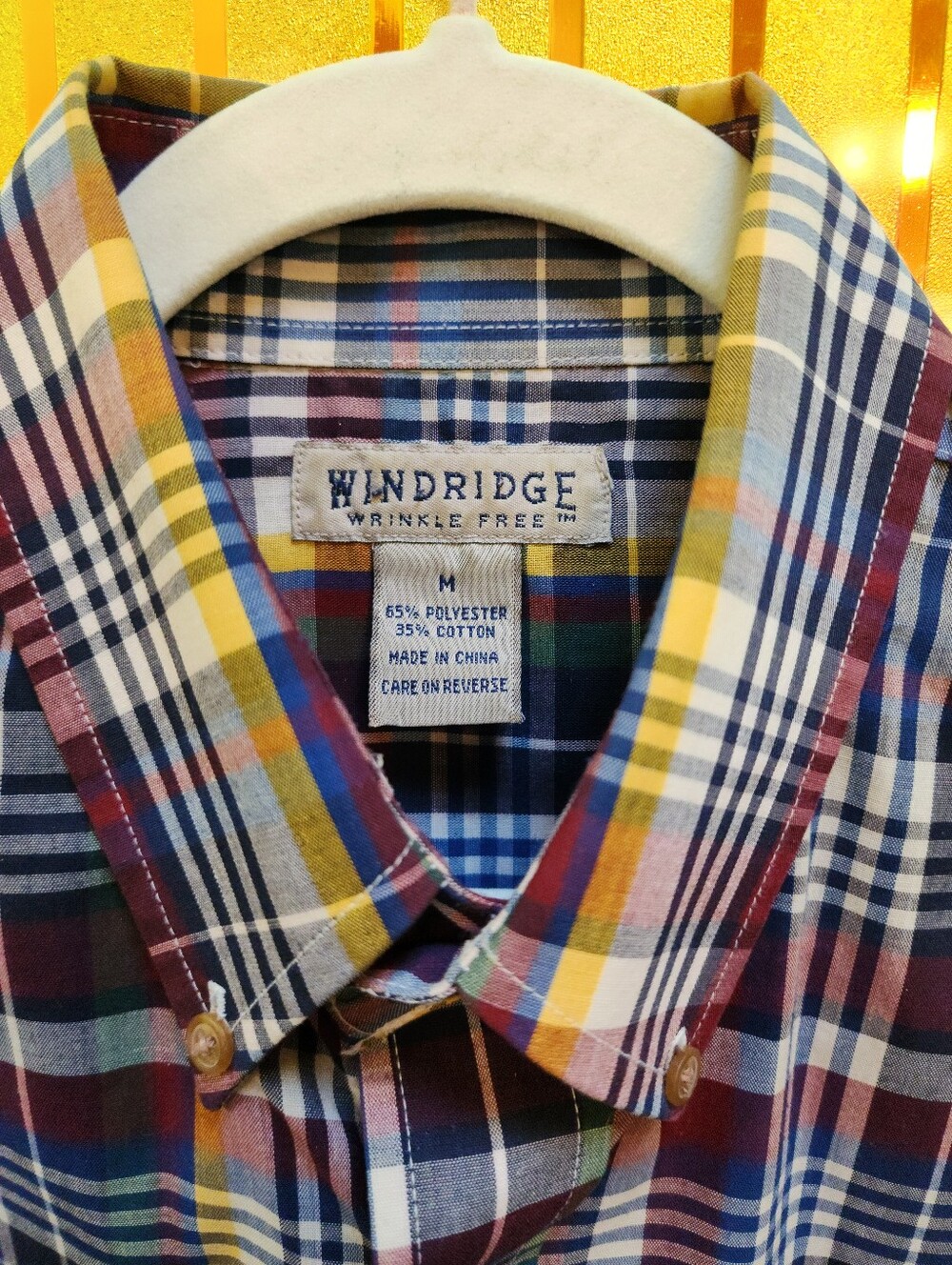 Men's Plaid Button-Down Shirt - Multicolor Size M - Picture 3 of 4